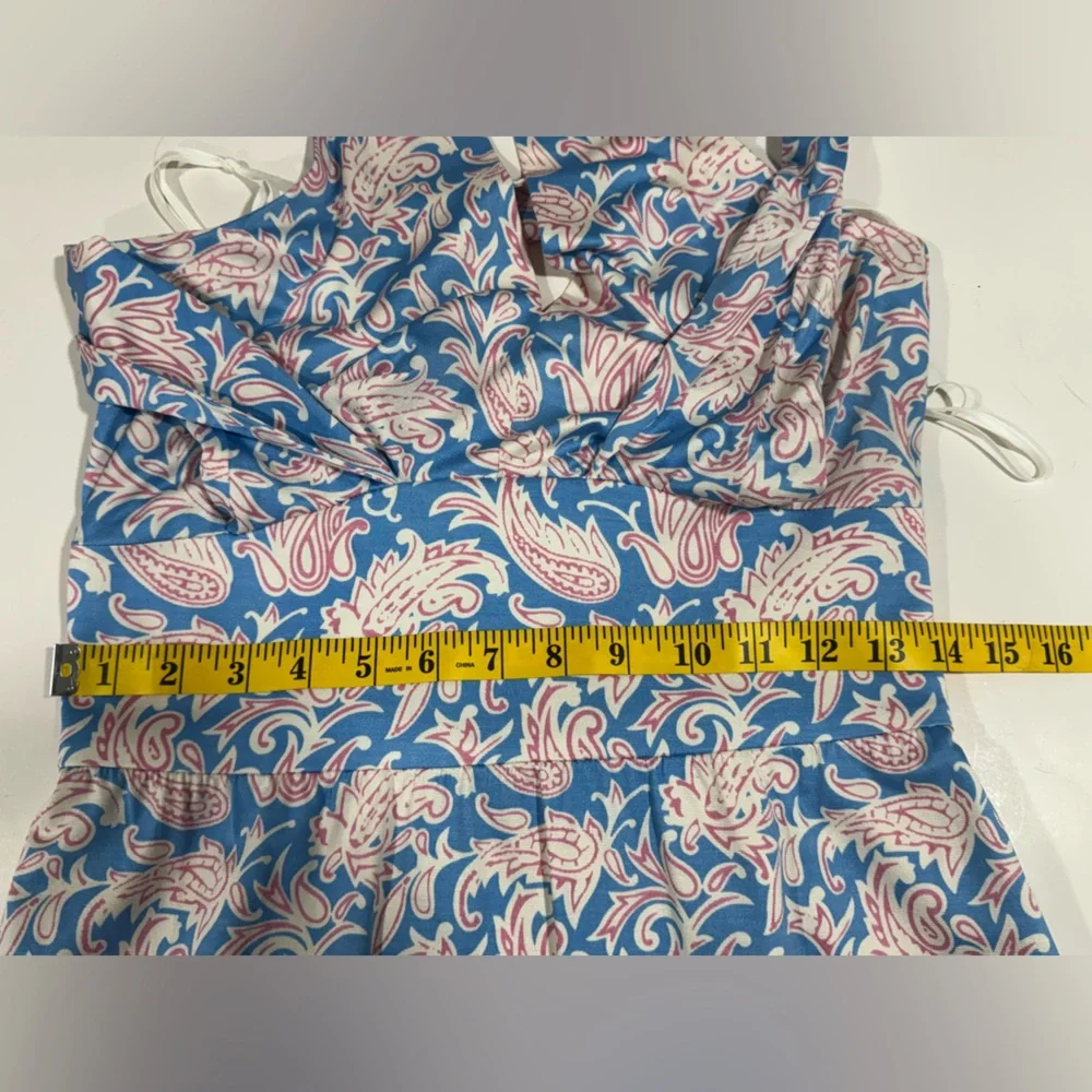 J. McLaughlin Fully Lined Blue 95% SILK Dress EUC - Picture 10 of 12